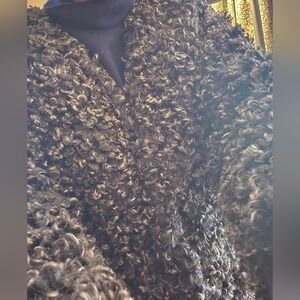 Max Studio Black Curly Yarn Cardigan with Snaffle Bit Closure